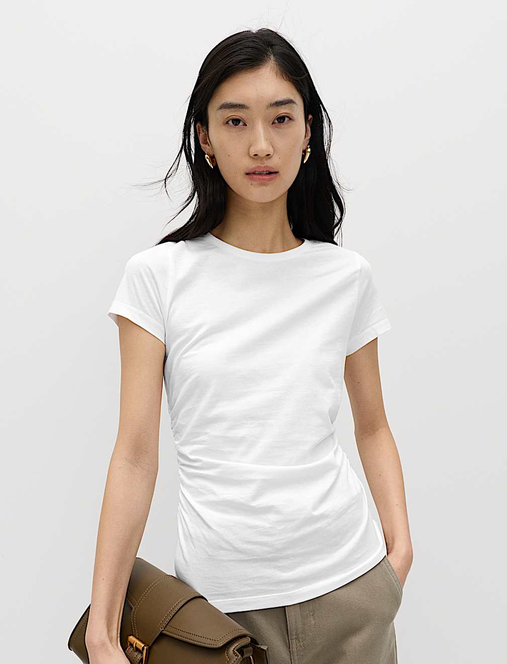Pure Cotton Ruched T-Shirt
