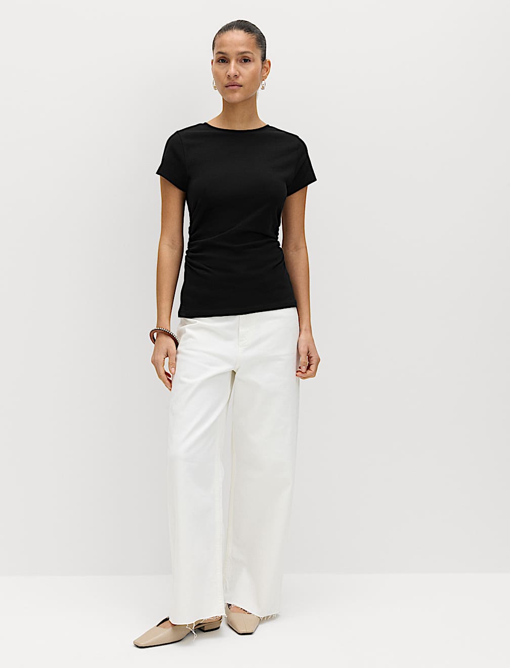 Pure Cotton Ruched T-Shirt
