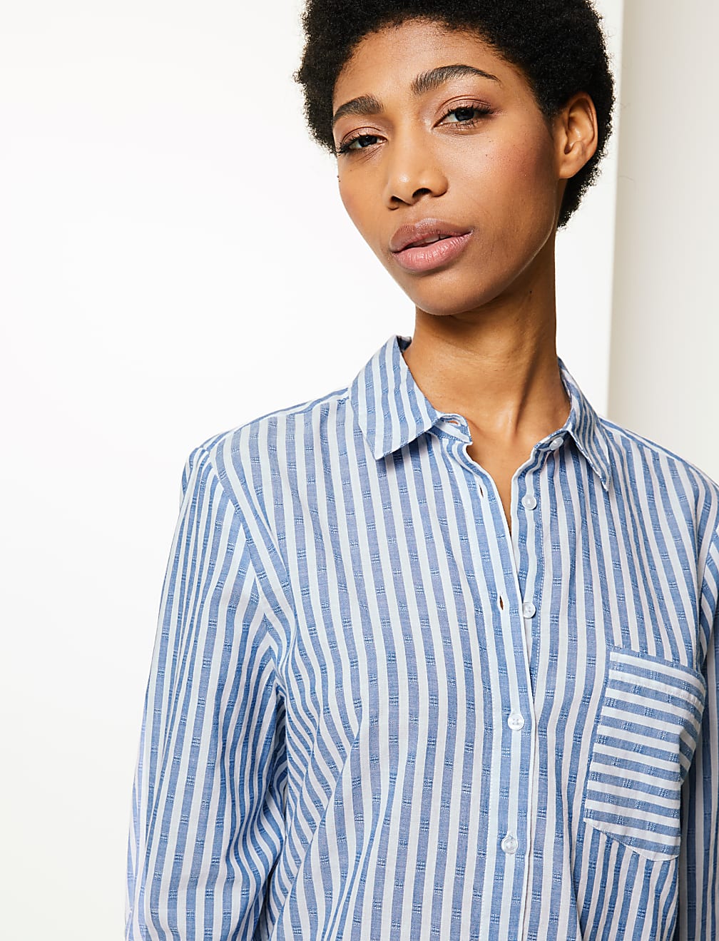 Pure Cotton Striped Button Detail Shirt