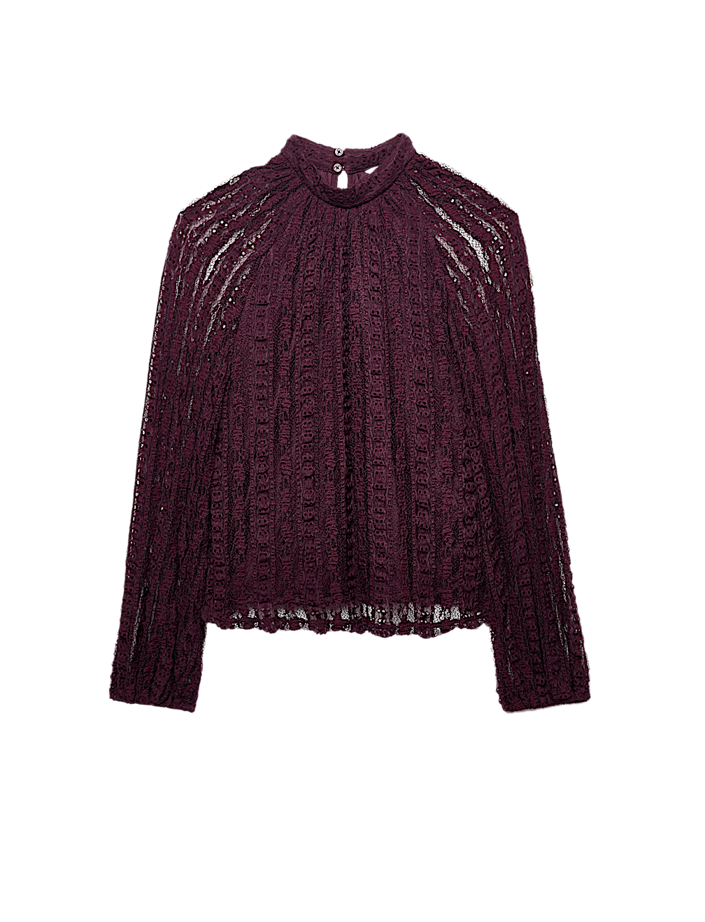 Jersey Lace High Neck Blouse with Stretch