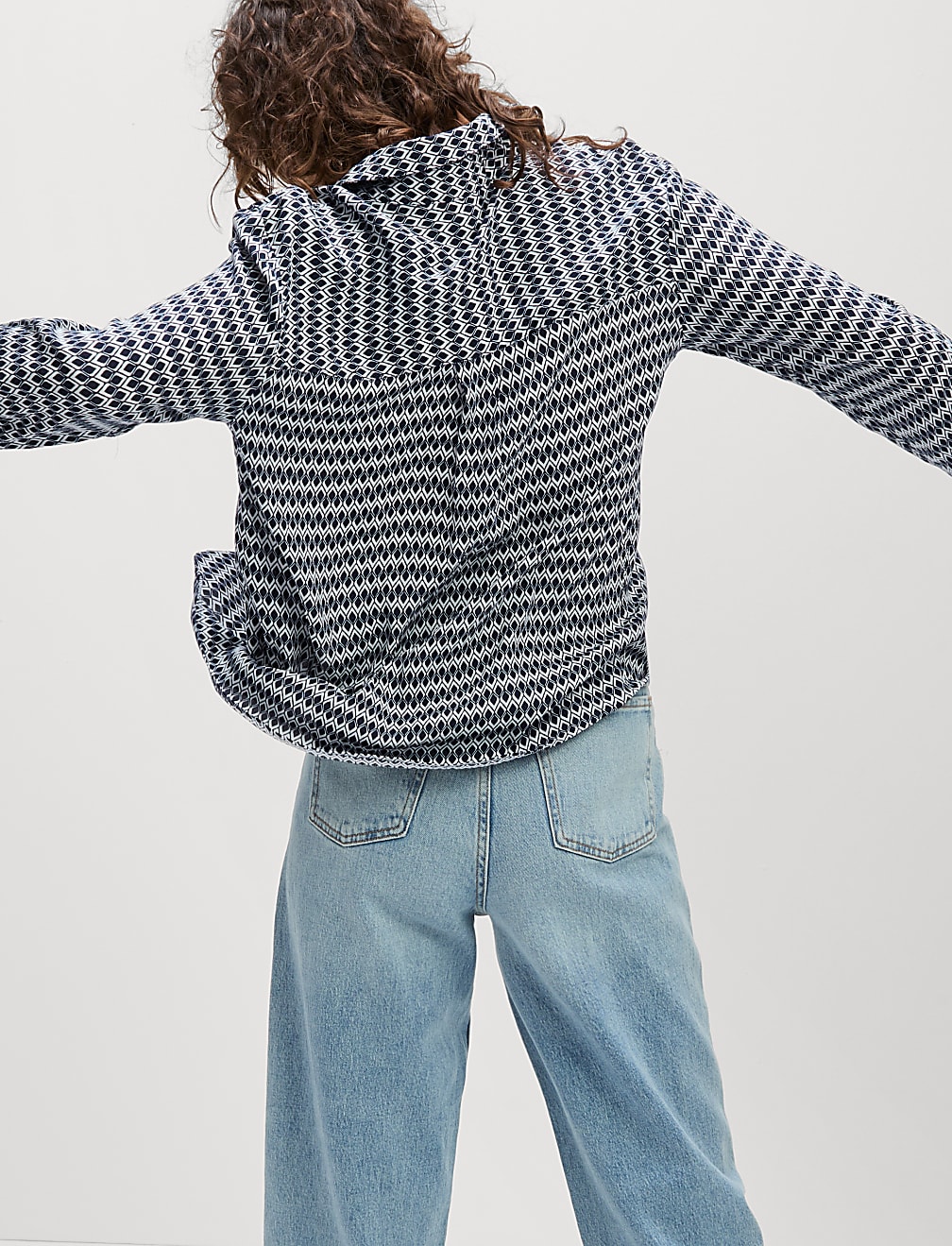 Geometric Collared Button Through Shirt