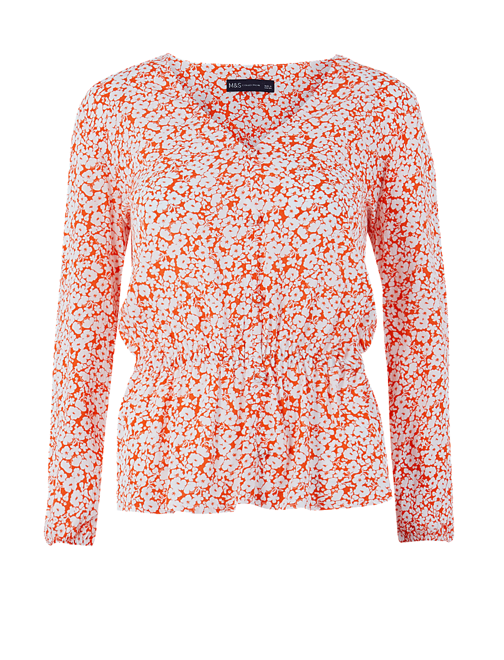 Floral Print Waist Detail Crinkle Blouse