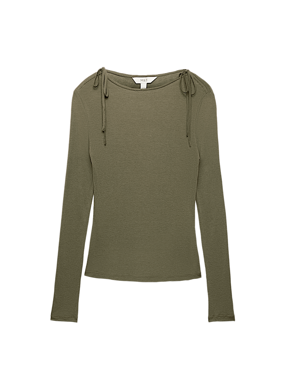 Tie Shoulder Long Sleeve Top With Wool