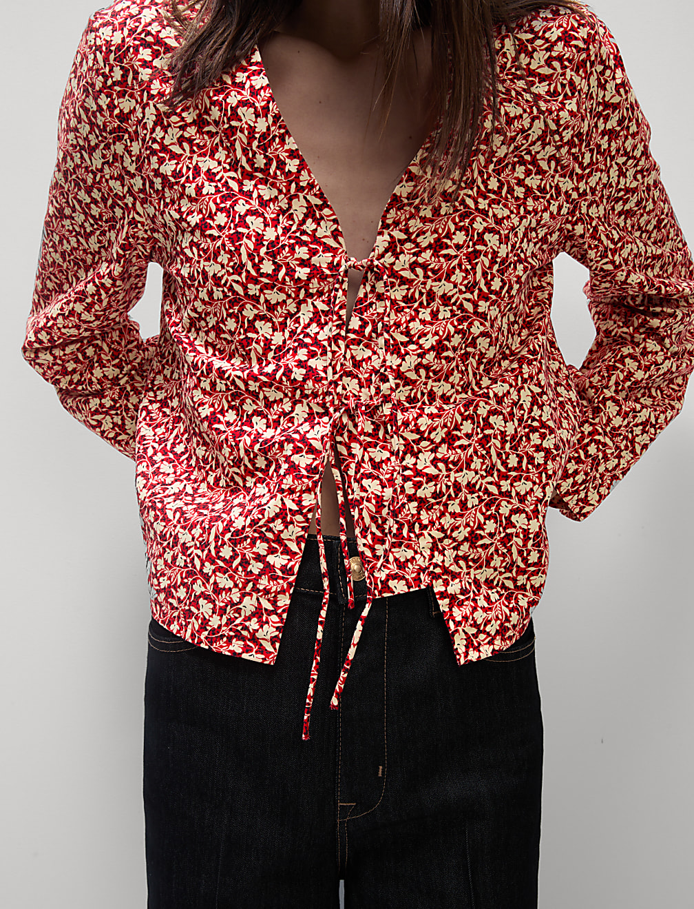 Pure Cotton Printed Tie Front Top