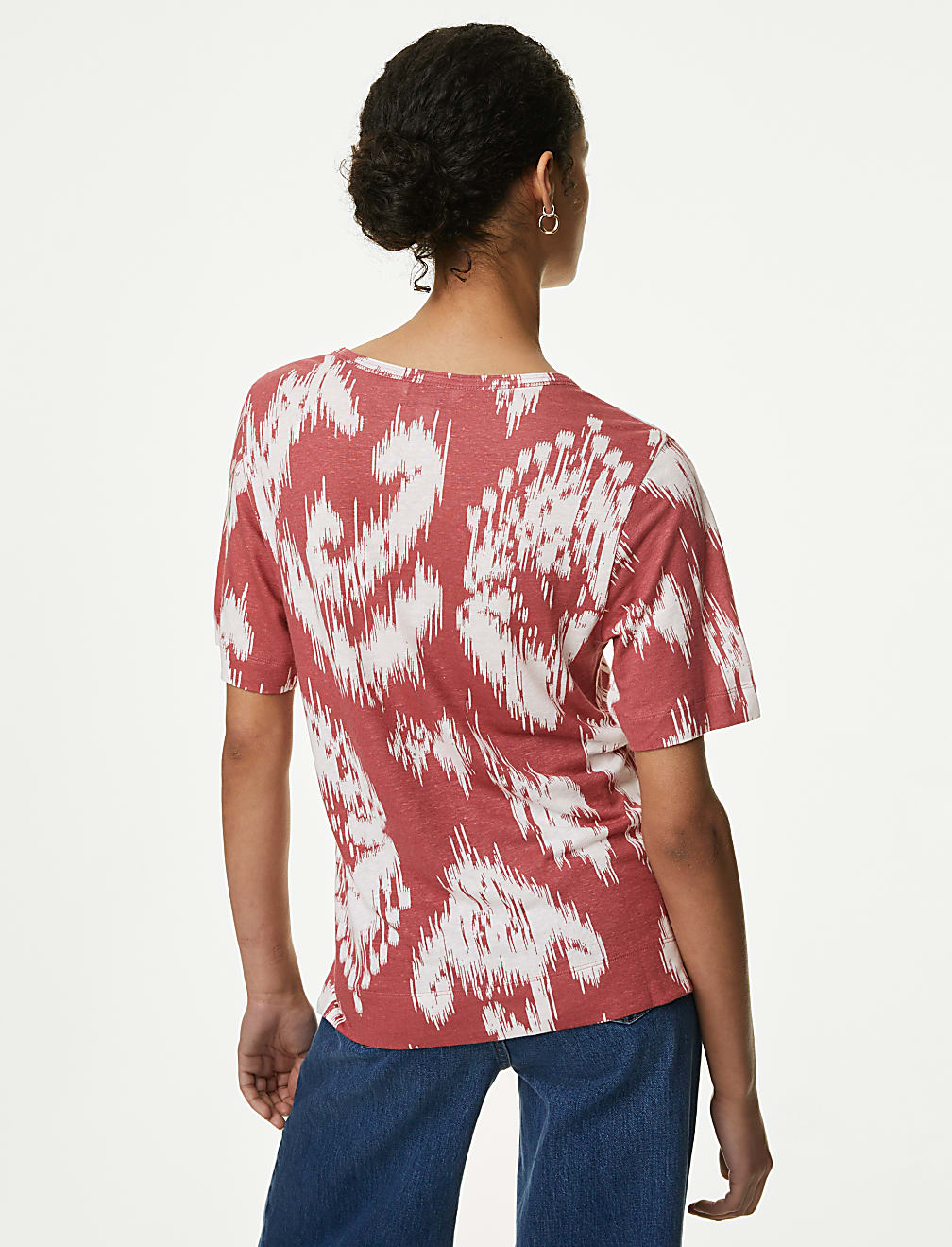 Linen Blend Printed Top