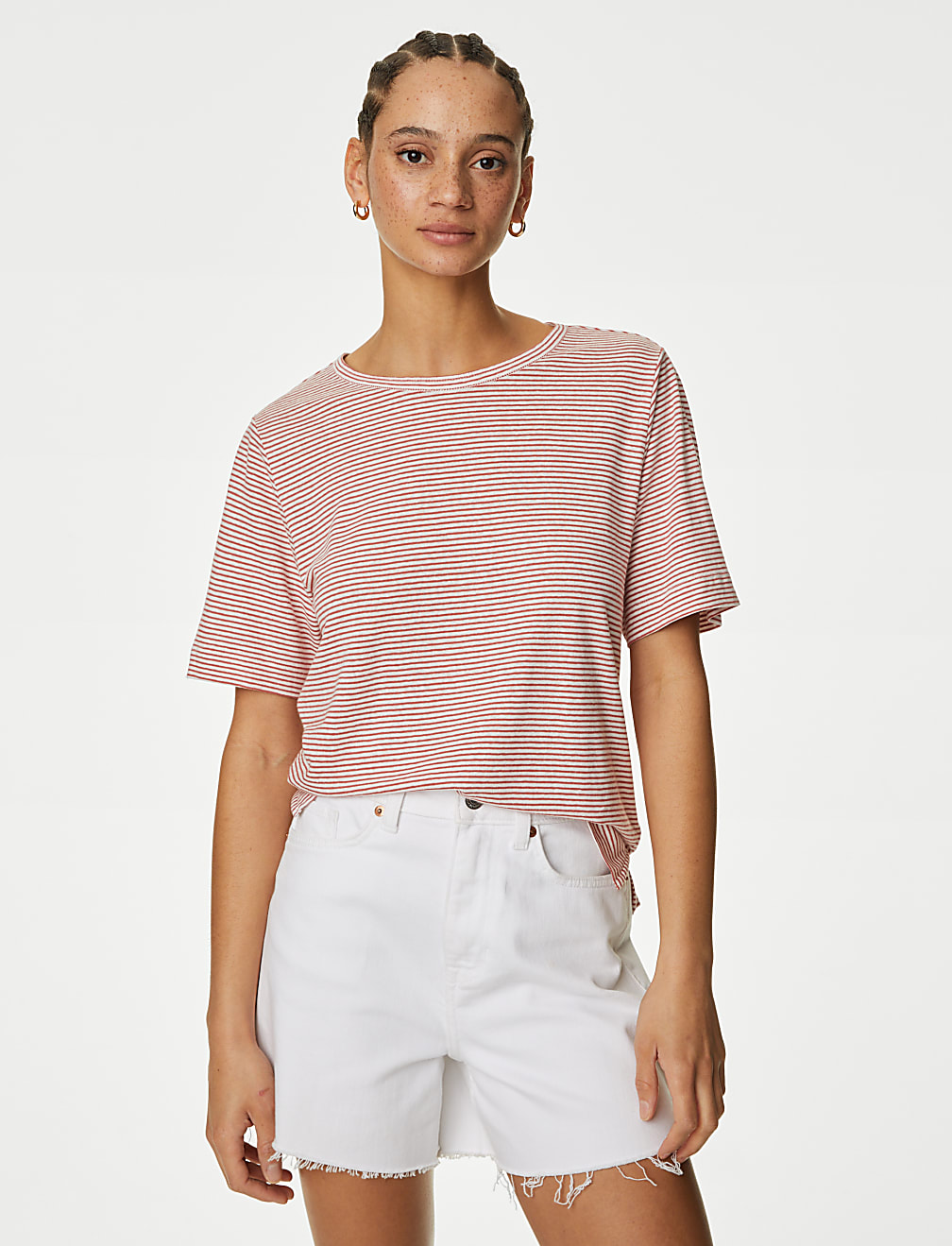 Linen Blend Striped T-Shirt