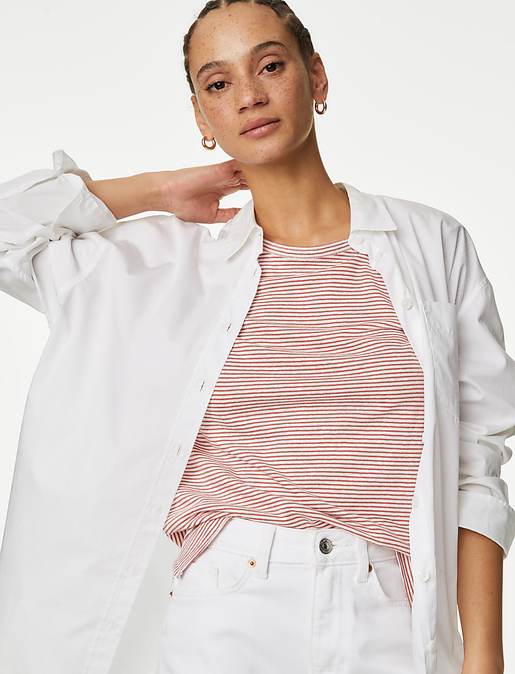 Linen Blend Striped T-Shirt