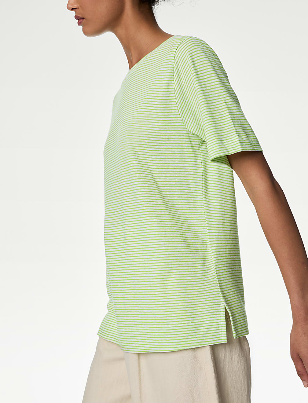 Linen Blend Striped T-Shirt