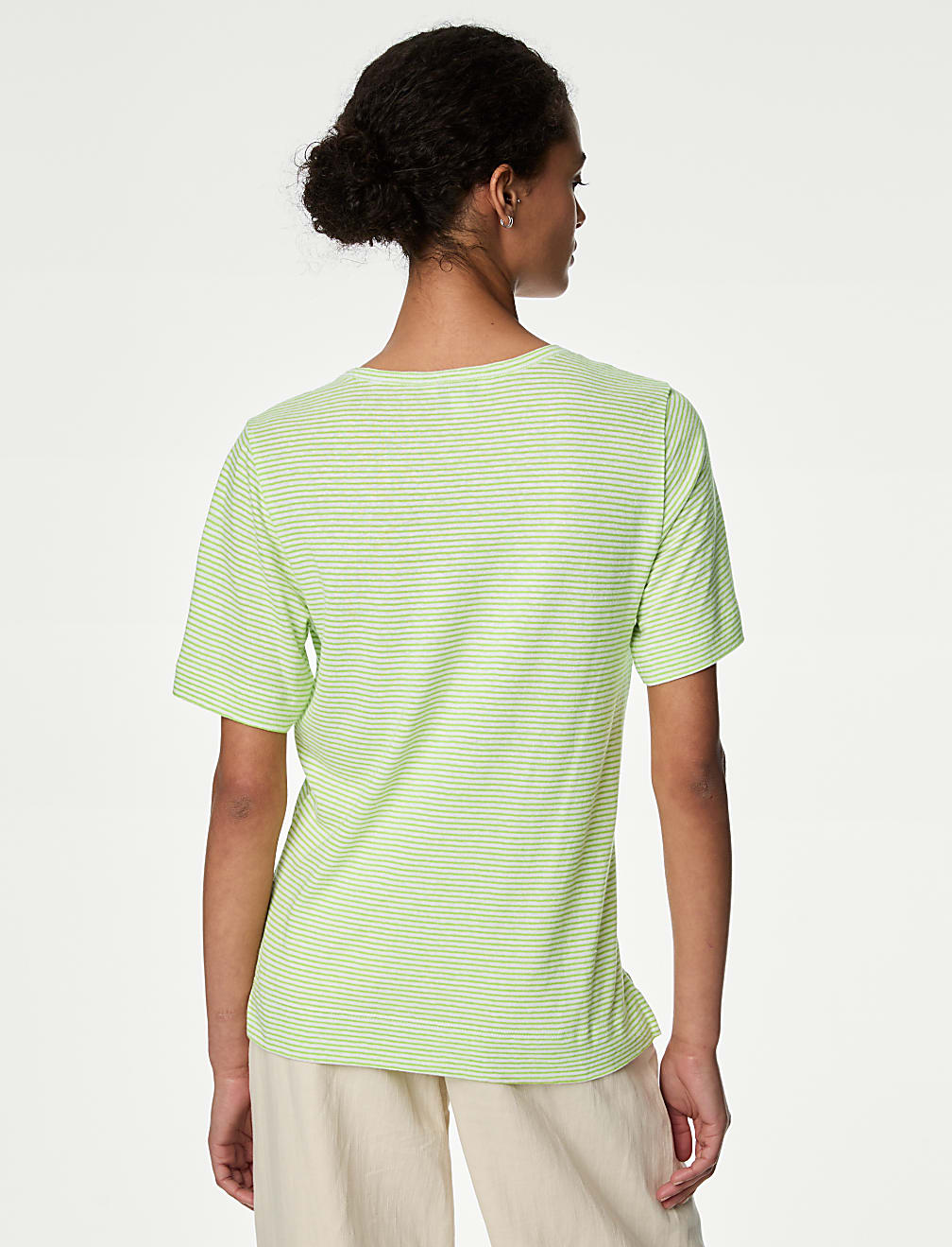 Linen Blend Striped T-Shirt