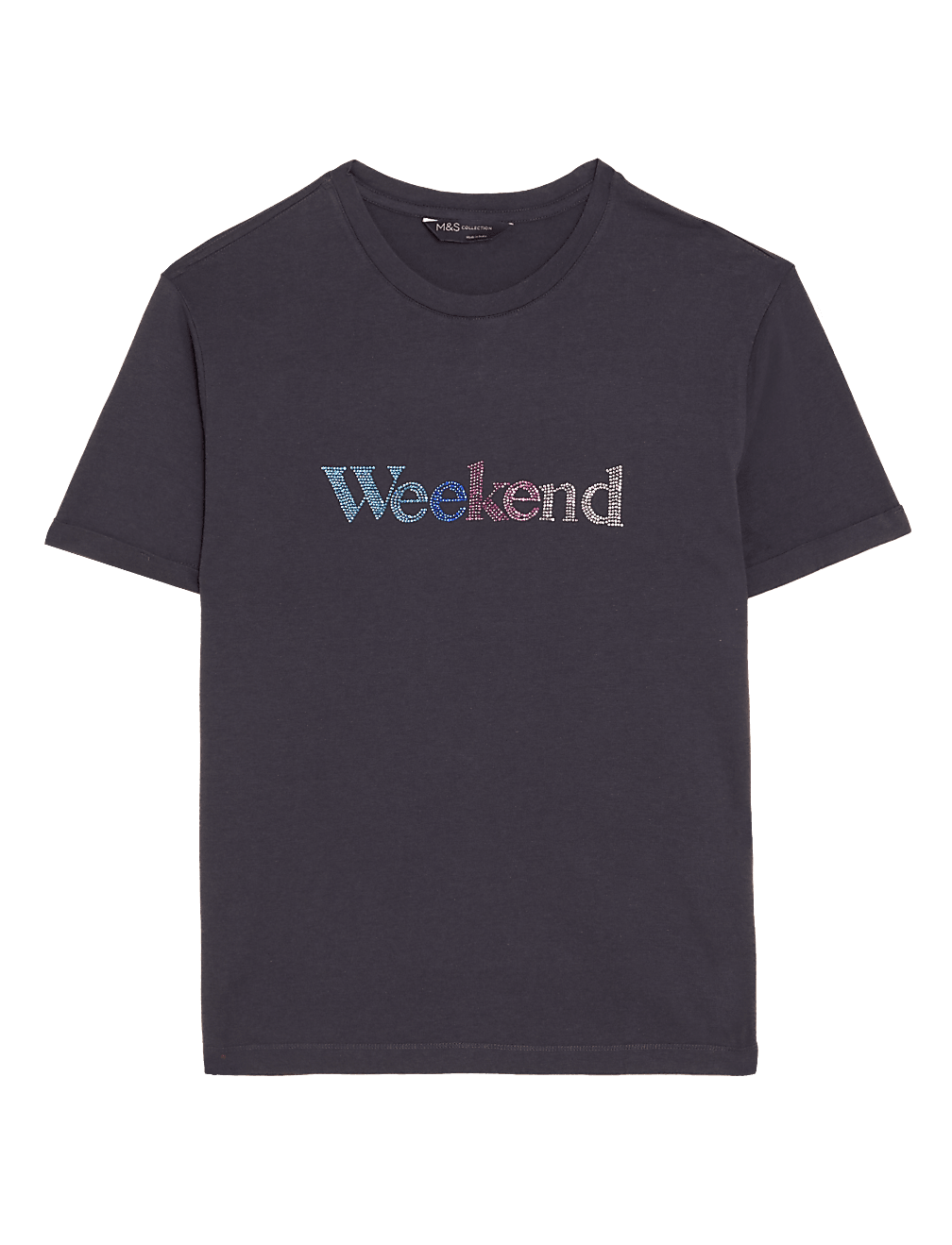 Cotton Rich Embellished Slogan T-Shirt