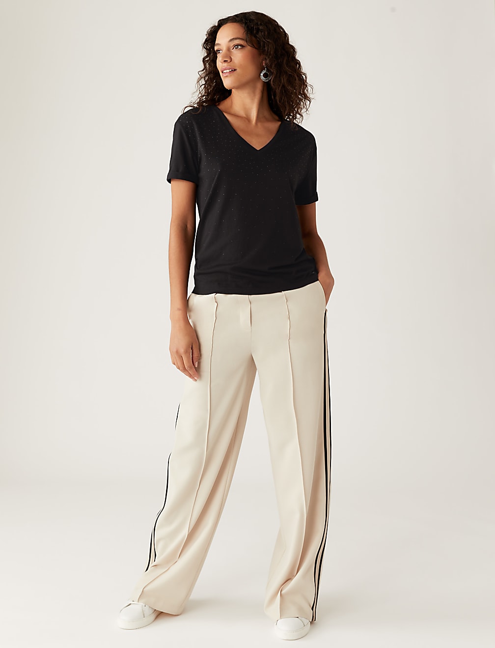 Cotton Modal Blend Embellished T-Shirt