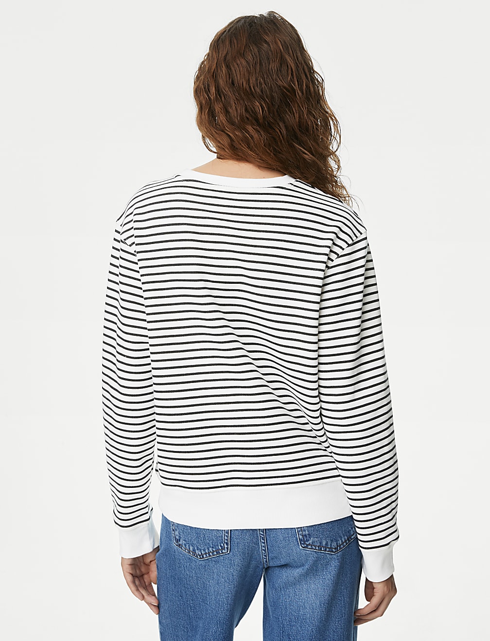 Pure Cotton Striped Crew Neck Sweatshirt