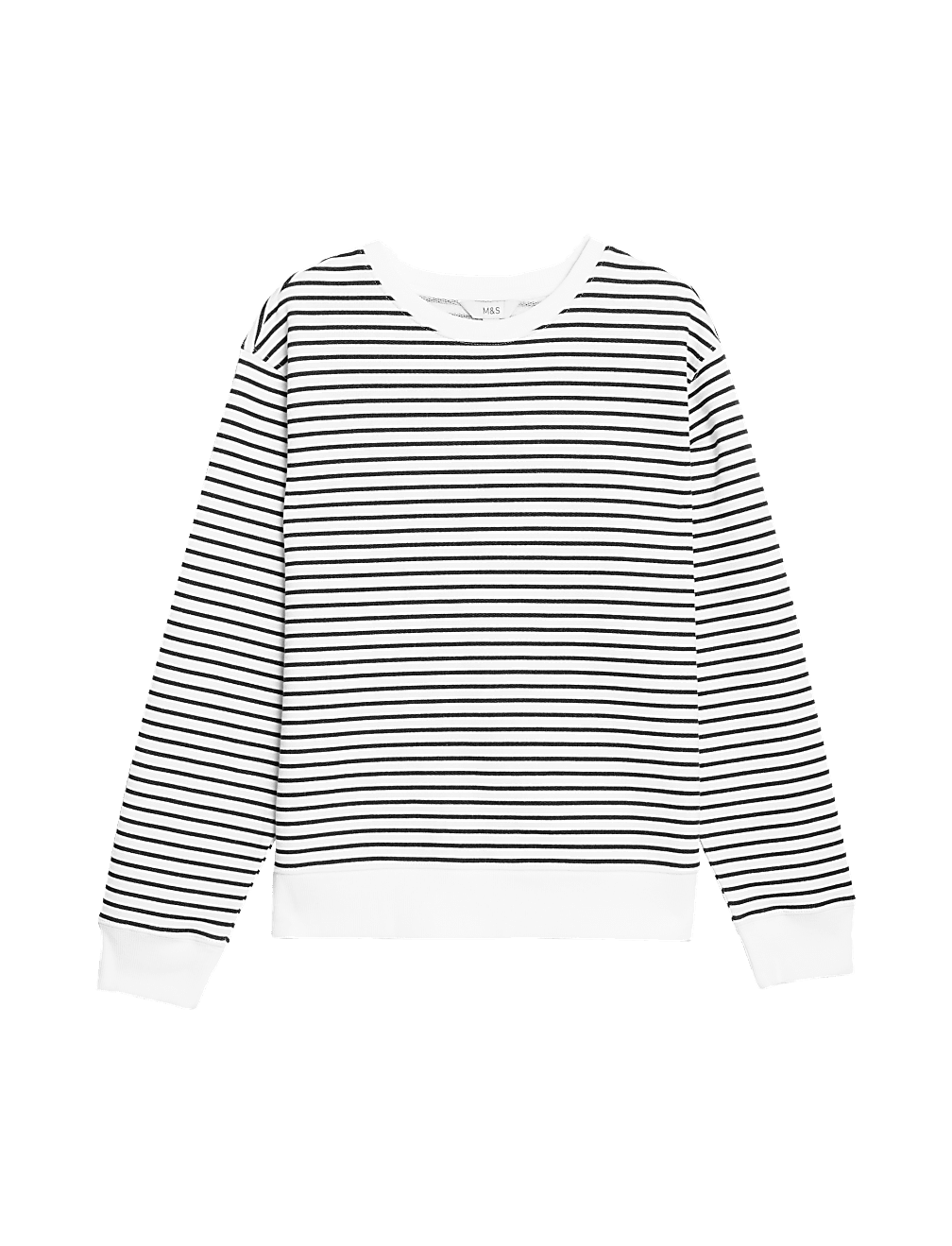 Pure Cotton Striped Crew Neck Sweatshirt
