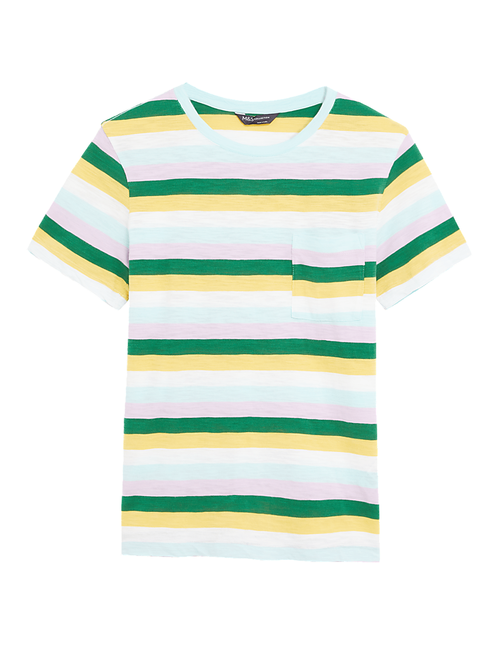 Pure Cotton Striped Pocket T-Shirt