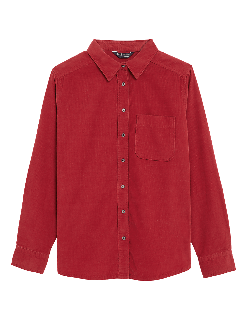 Pure Cotton Corduroy Collared Shirt