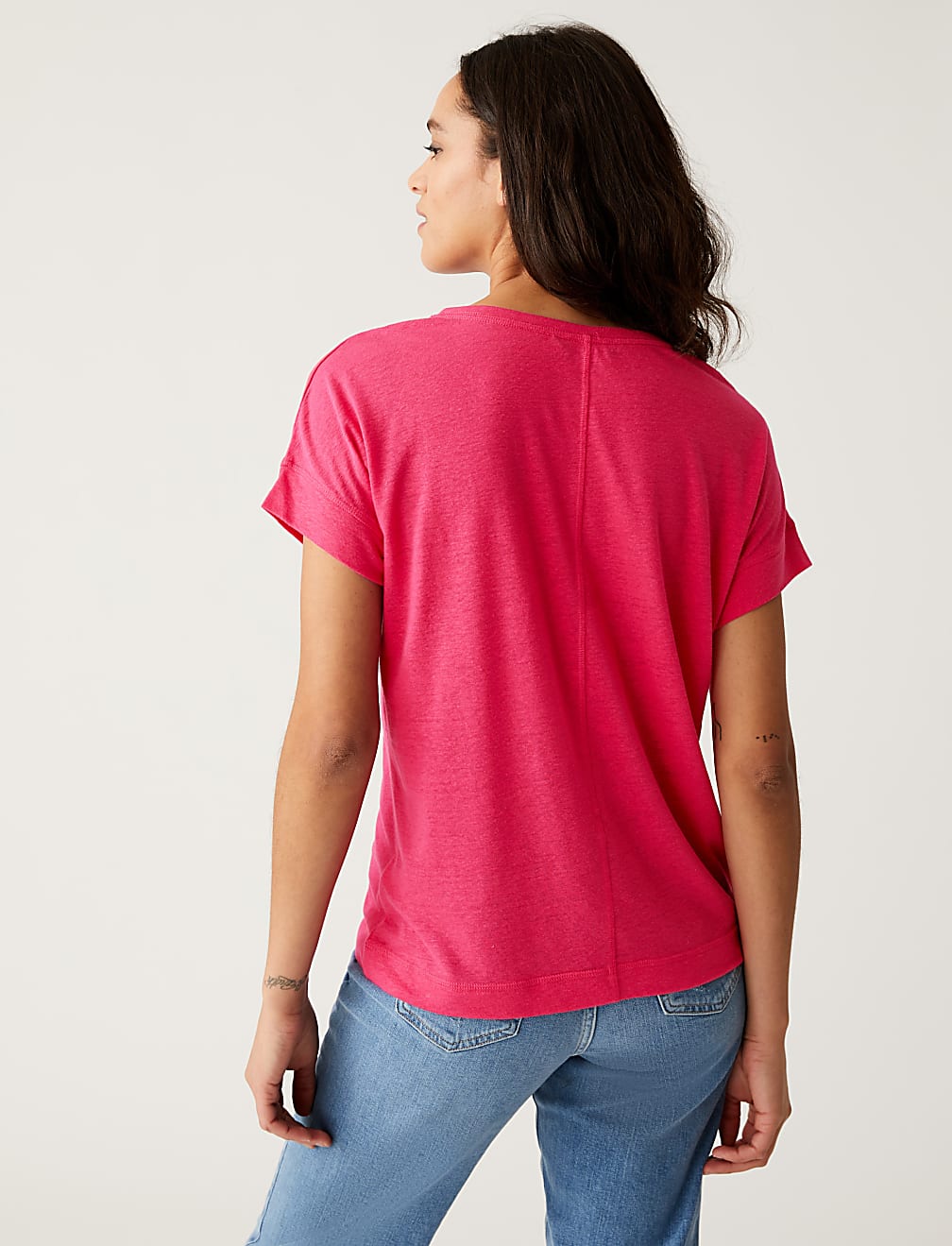 Linen Rich V-Neck T-Shirt