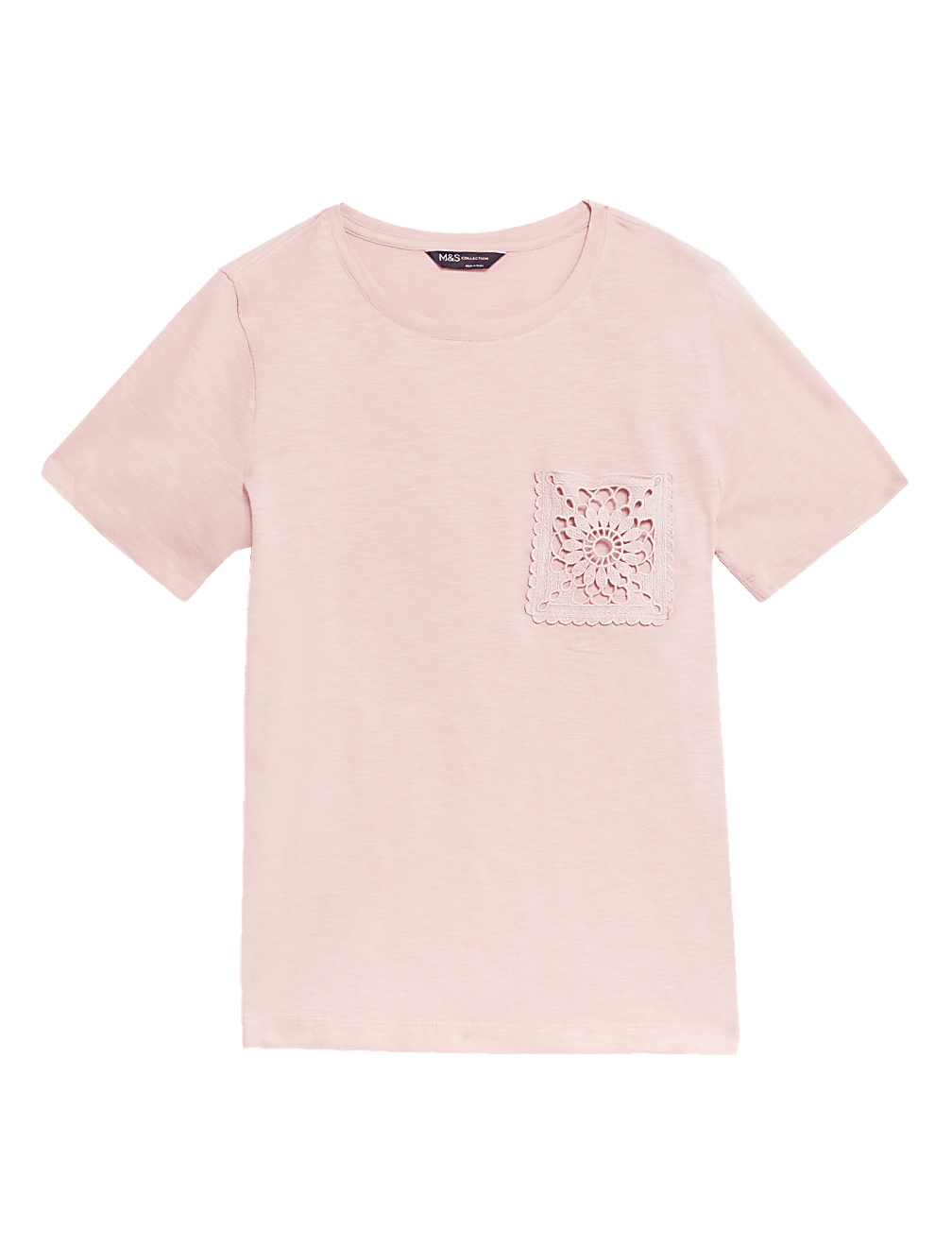 Pure Cotton Lace Pocket T-Shirt