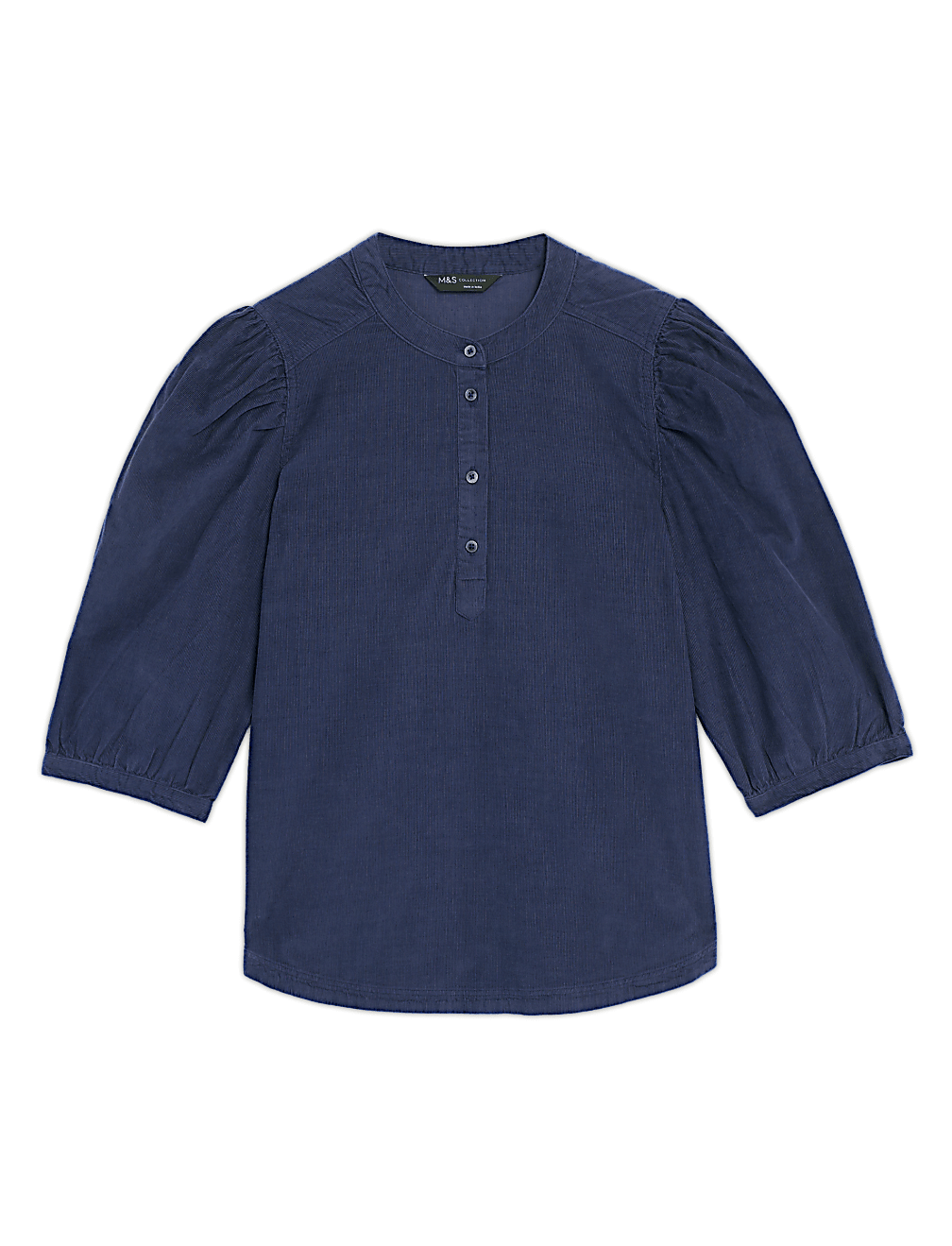 Corduroy Puff Sleeve Popover Blouse