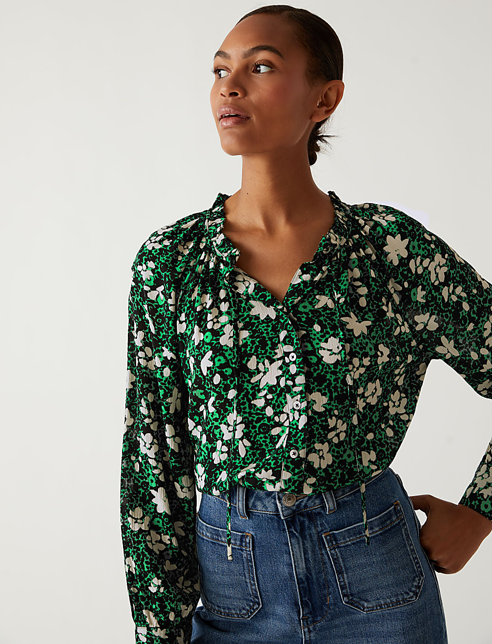 Modal Blend Floral Long Sleeve Blouse