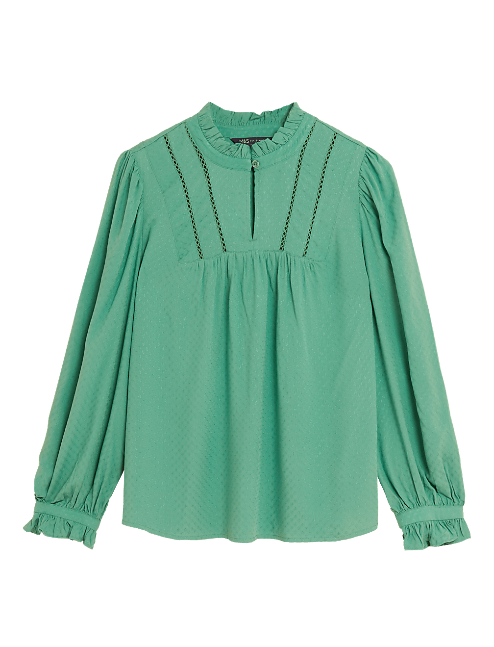 Round Neck Ruffle Long Sleeve Blouse