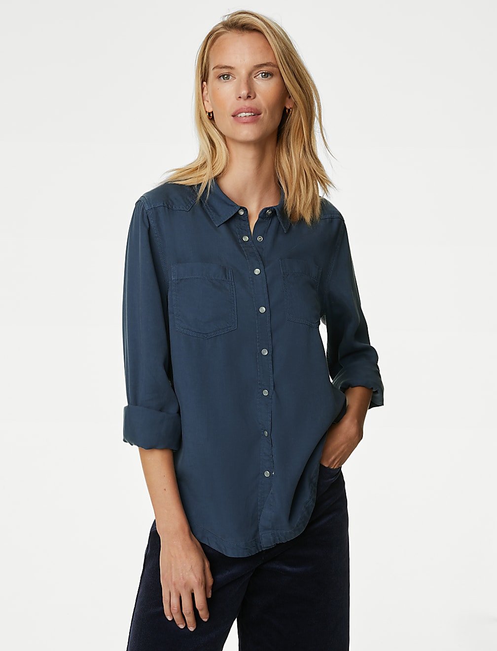 Lyocell Tea Dyed Collared Shirt