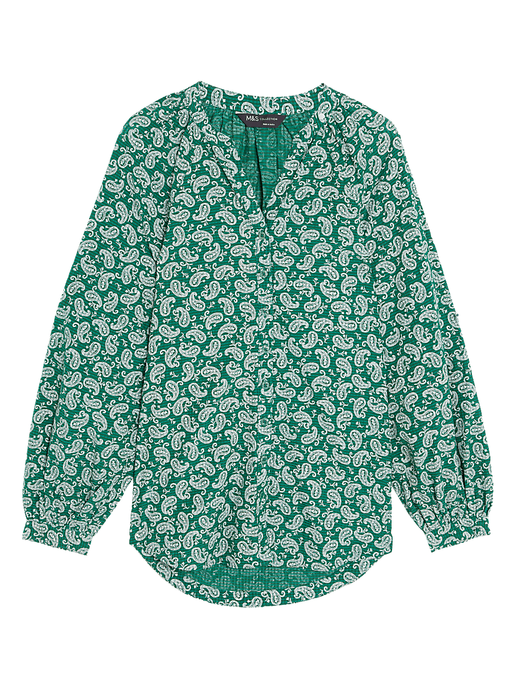 Cotton Rich Printed V-Neck Longline Blouse
