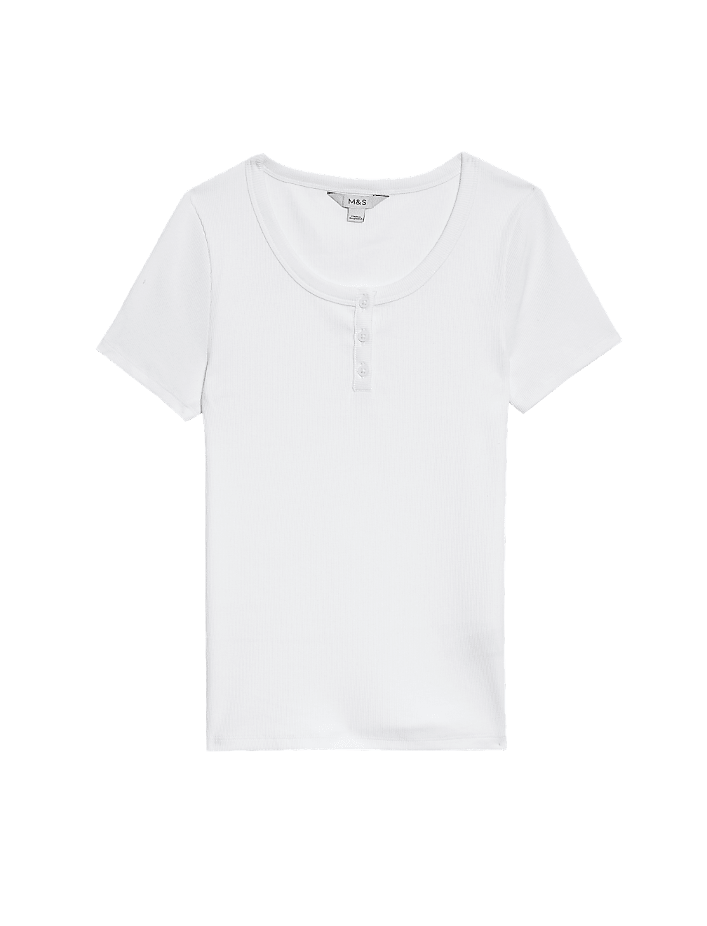 Cotton Rich Short Sleeve Henley Top