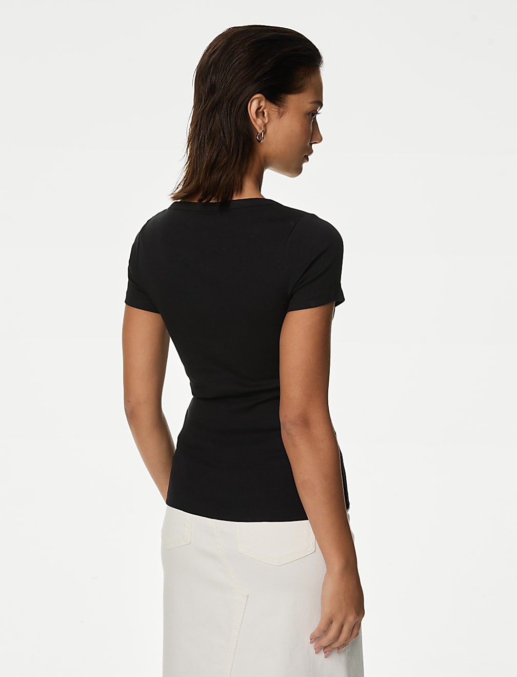 Cotton Rich Short Sleeve Henley Top