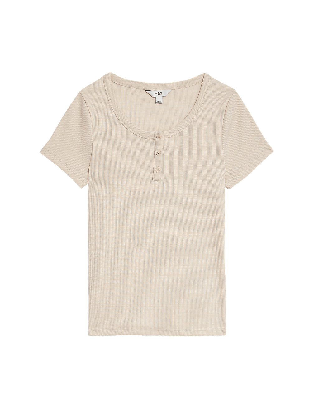 Cotton Rich Ribbed Henley Top