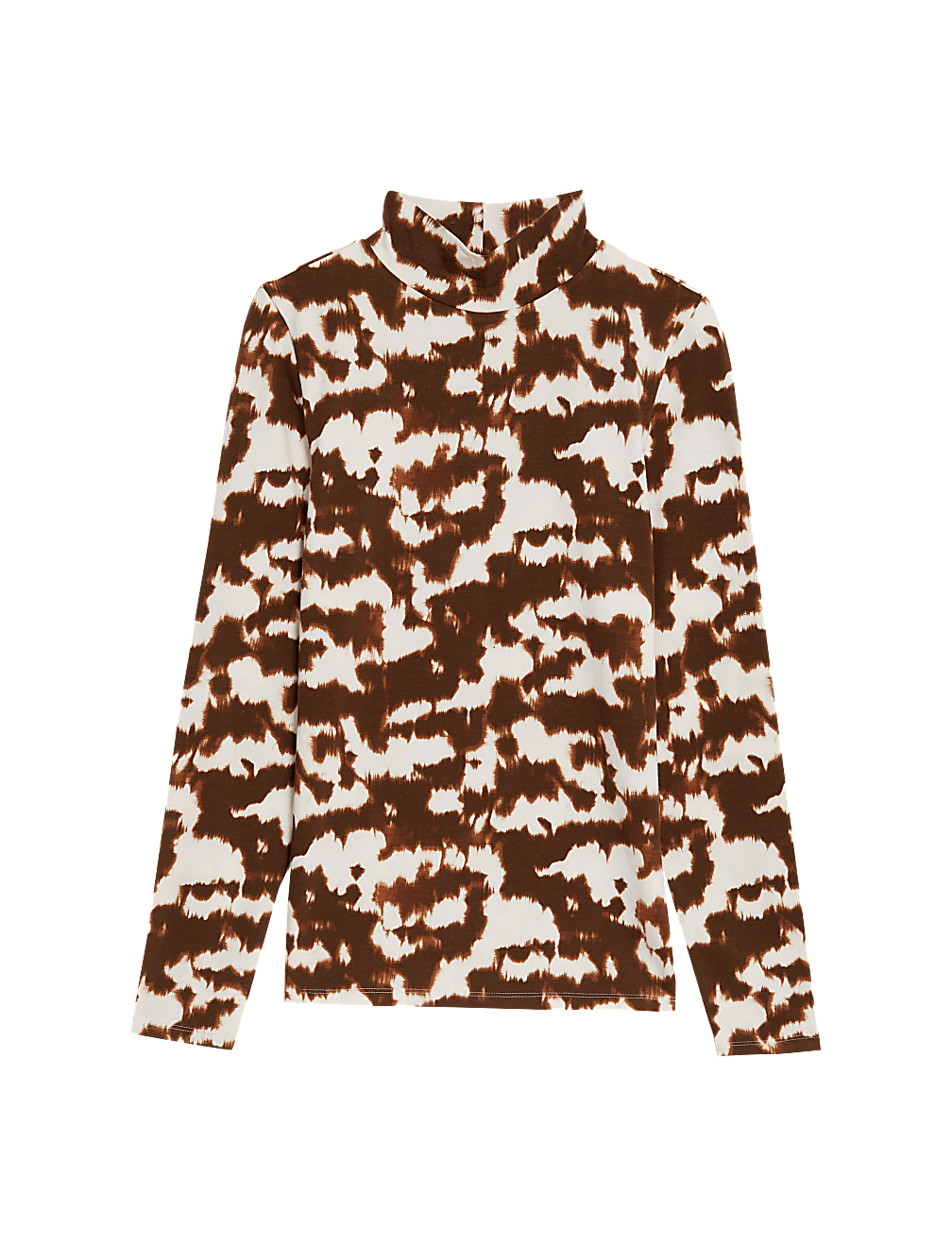 Cotton Rich Funnel Neck Printed Top