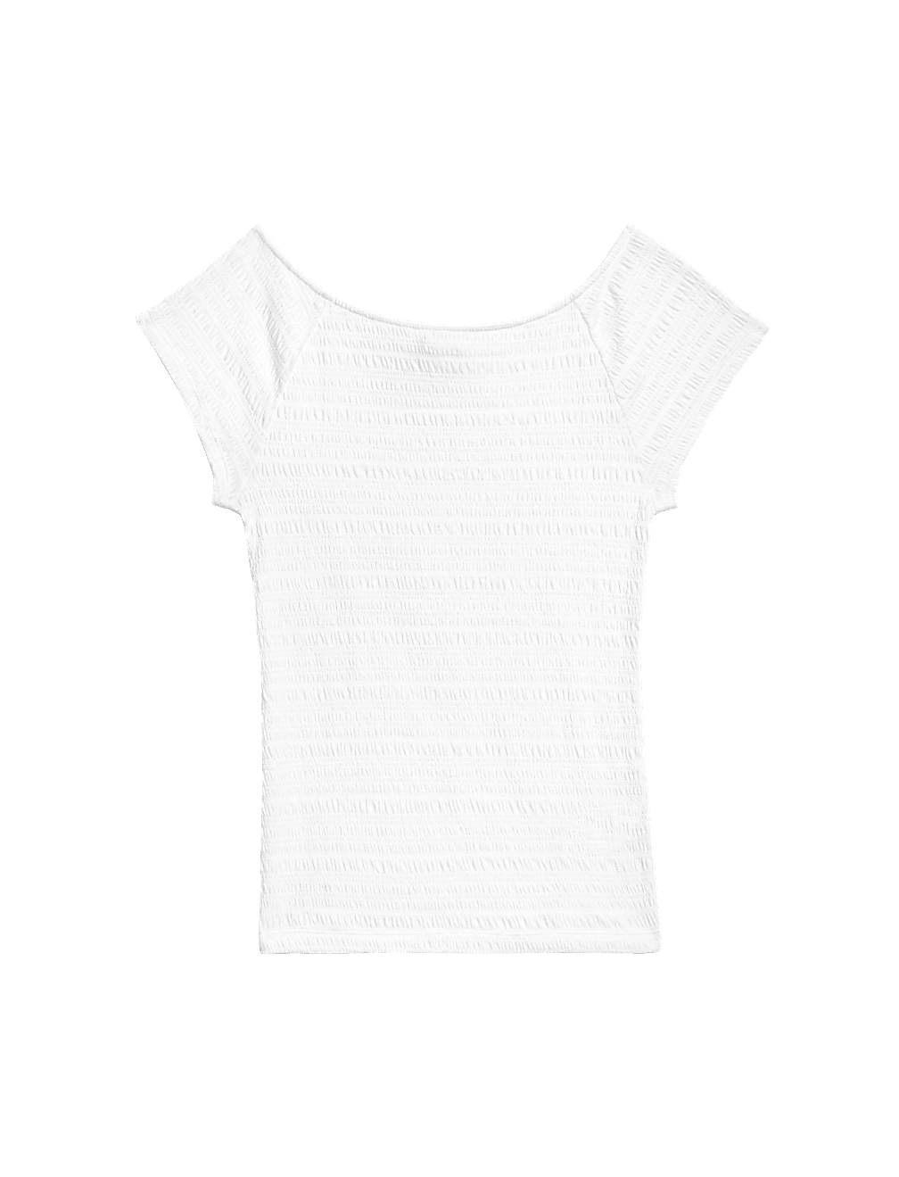 Cotton Blend Textured Off The Shoulder Top