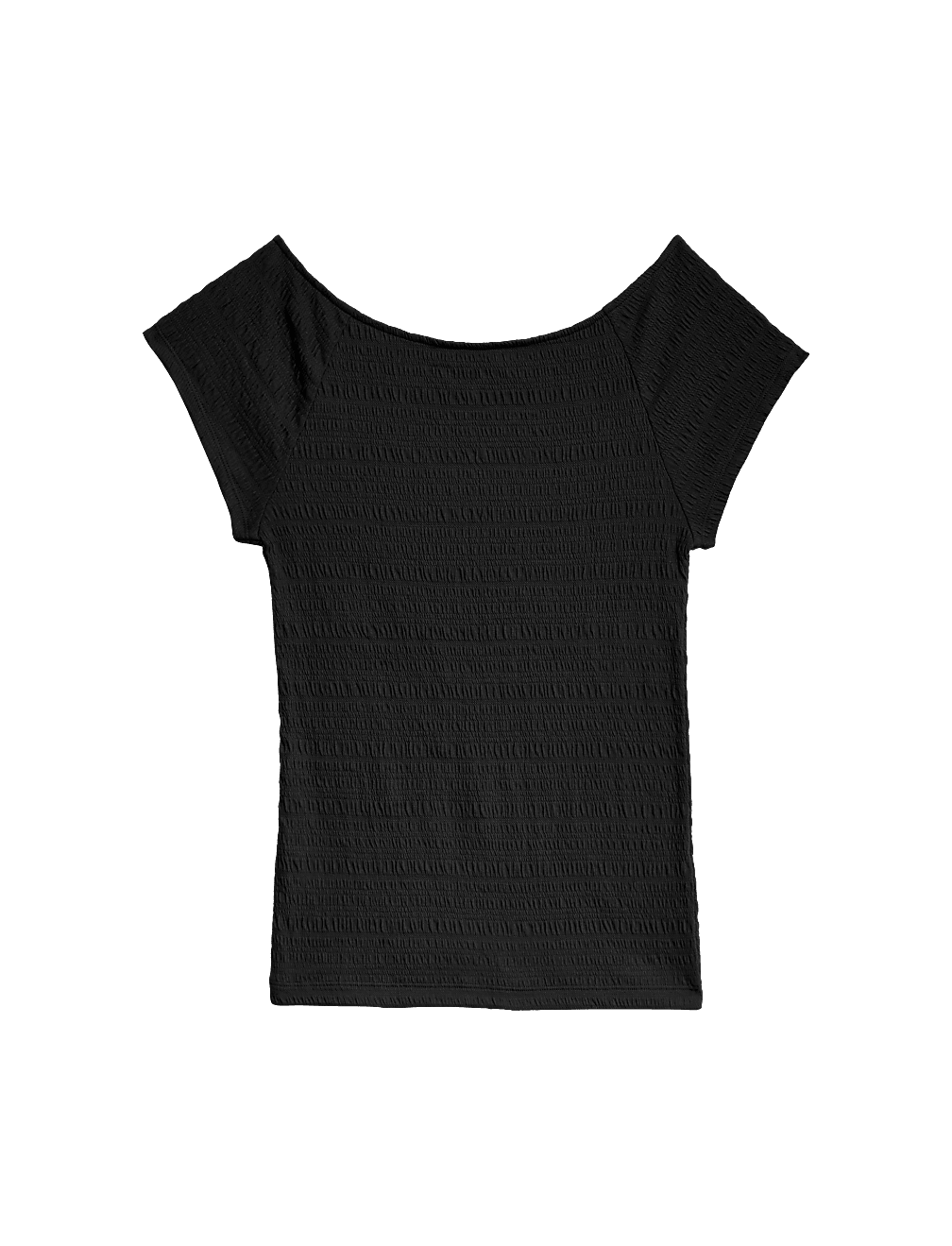 Cotton Blend Textured Off The Shoulder Top