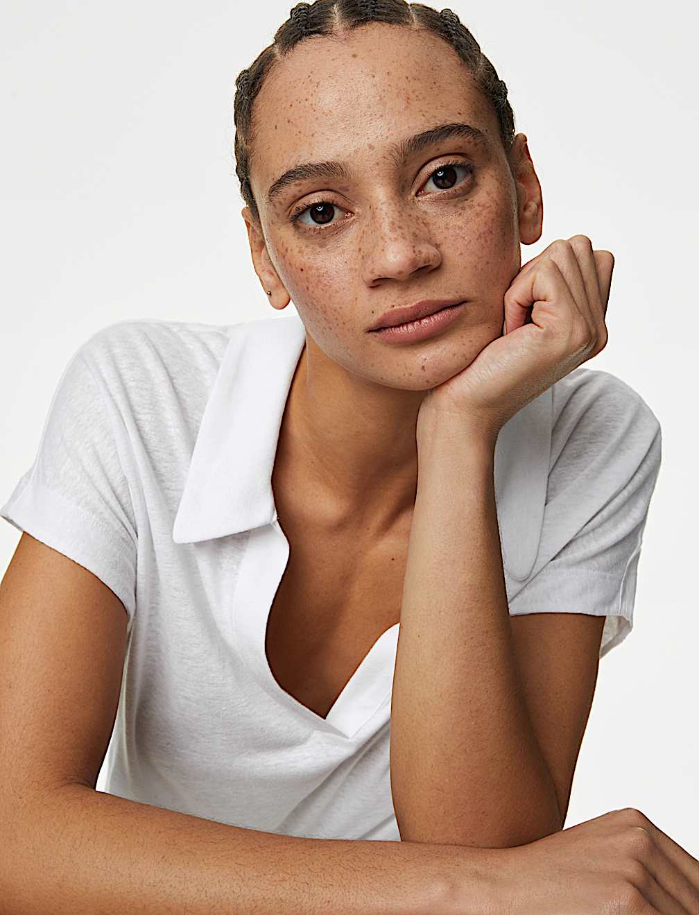 Linen Blend Collared Top