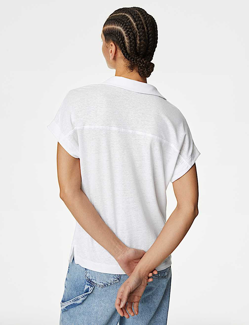 Linen Blend Collared Top