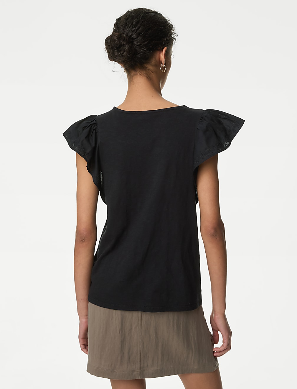 Pure Cotton Embroidered Angel Sleeve Top