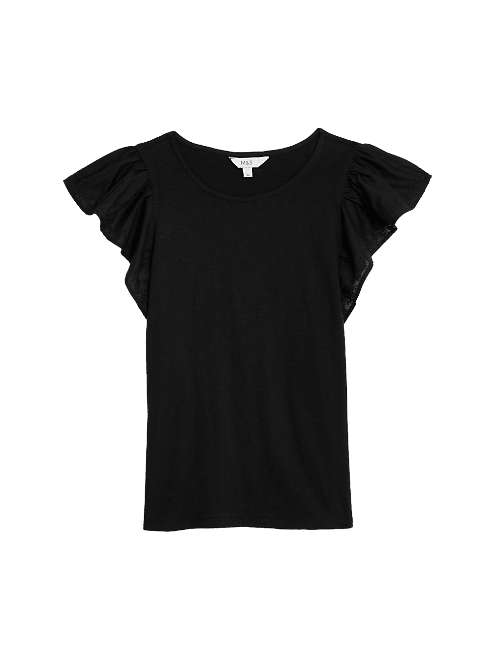 Pure Cotton Embroidered Angel Sleeve Top