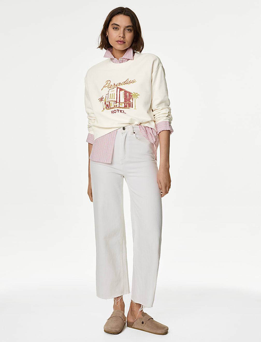 Pure Cotton Slogan Sweatshirt