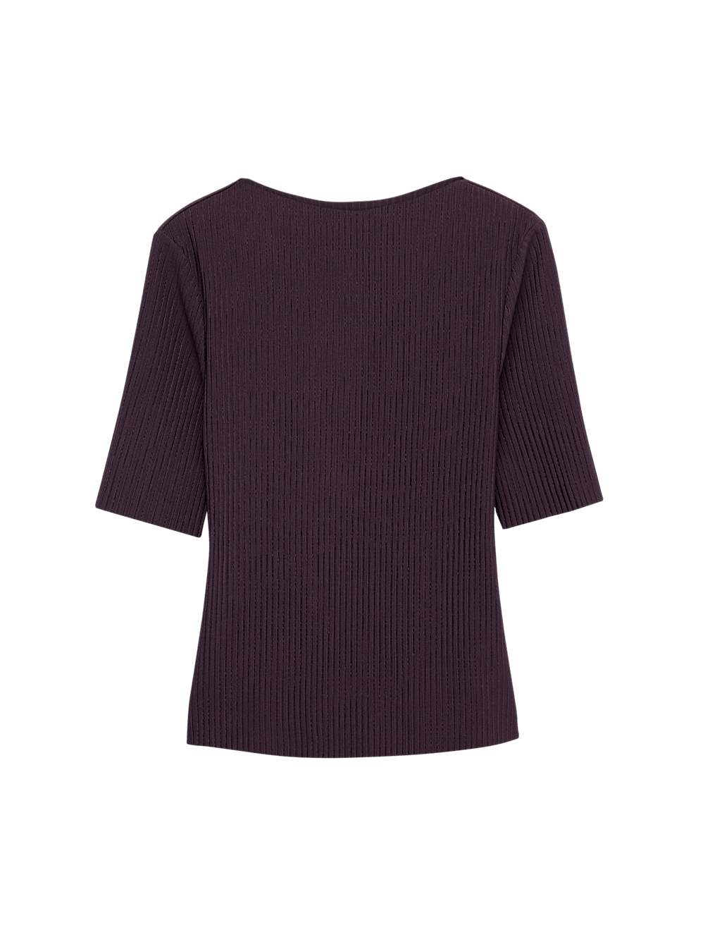 Ribbed Round Neck 3/4 Sleeve Top
