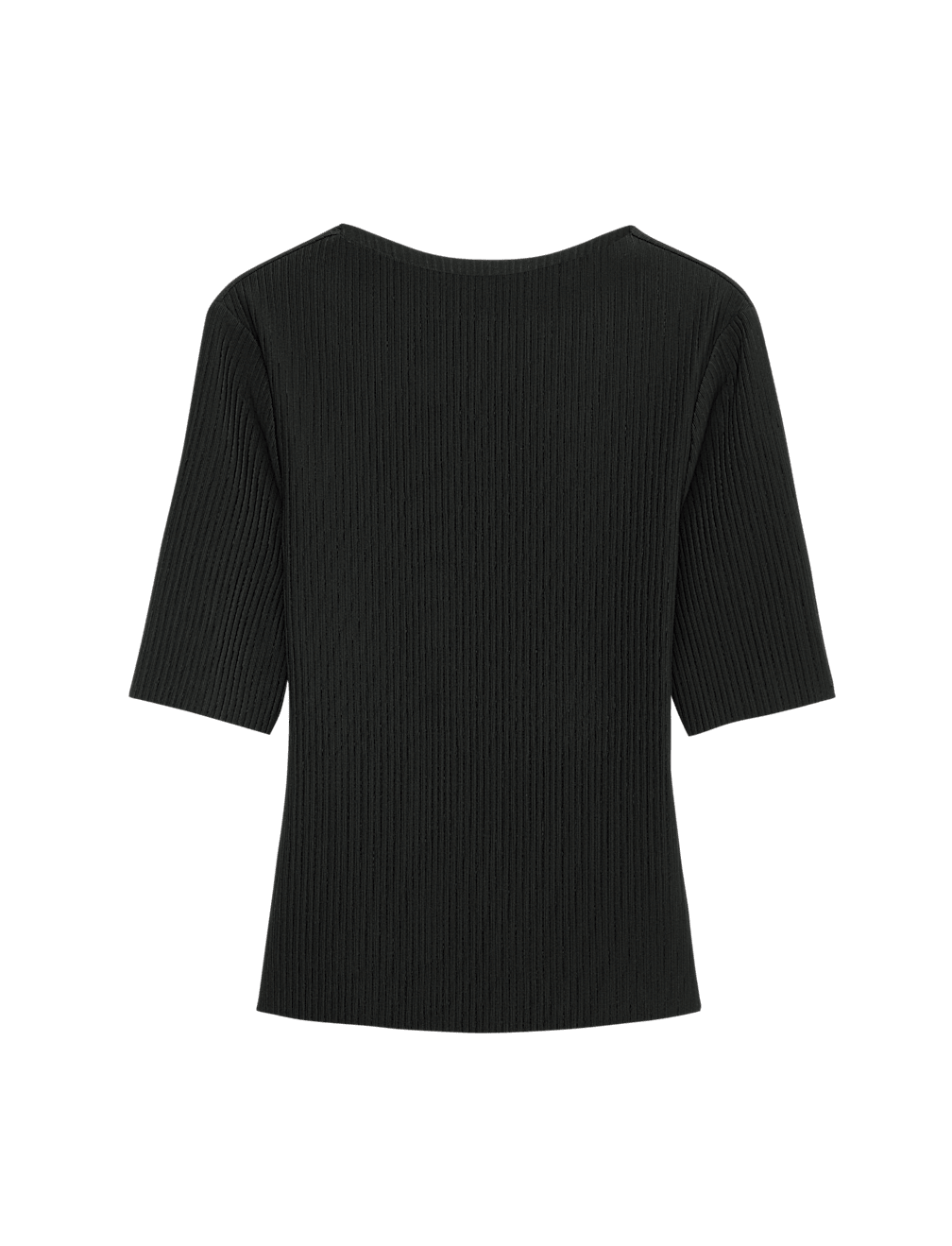 Ribbed Round Neck 3/4 Sleeve Top