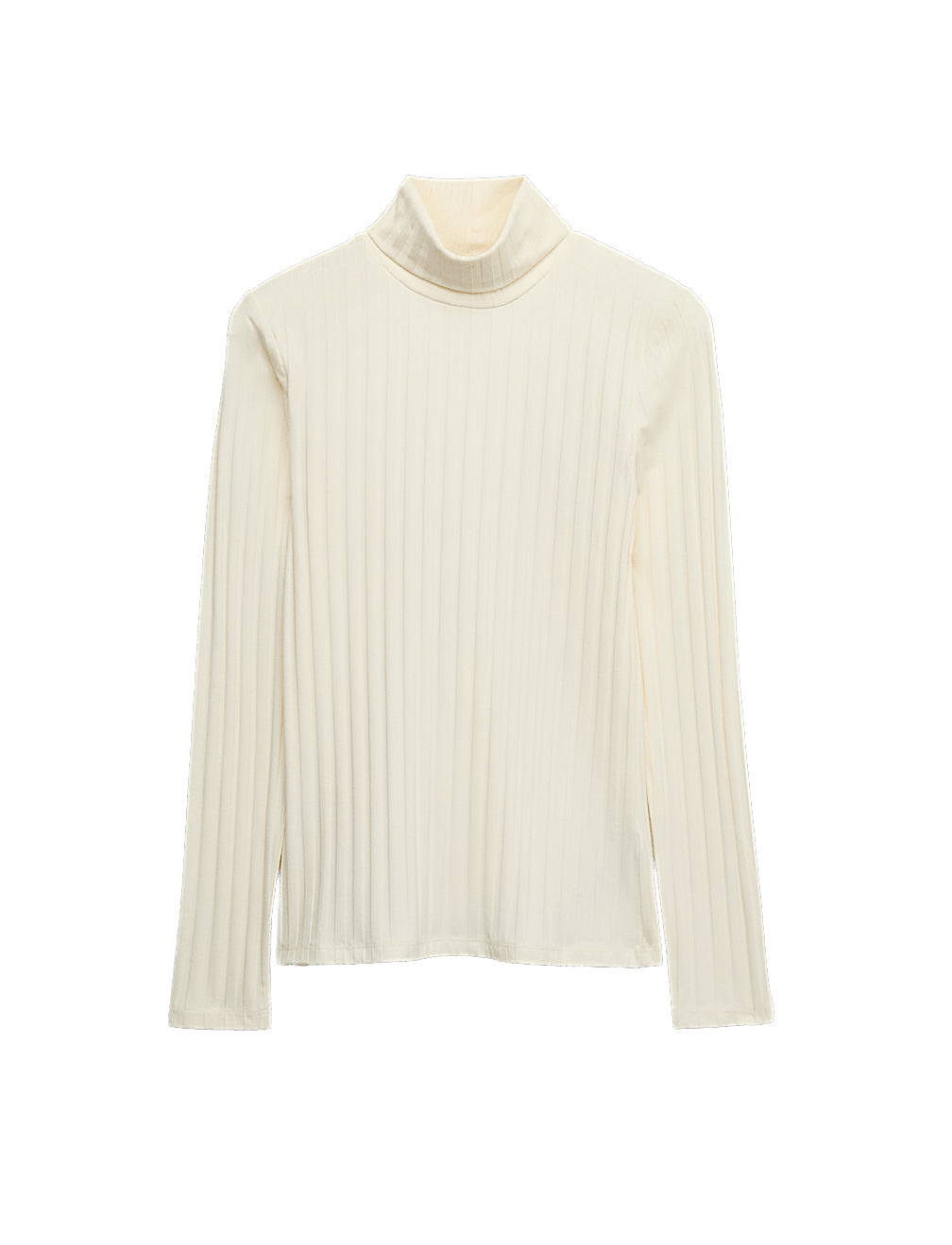 Cotton Blend Funnel Neck Long Sleeve Top