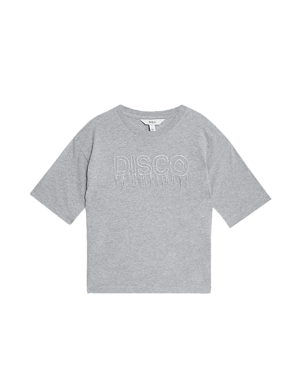 Pure Cotton Embellished Slogan T-Shirt