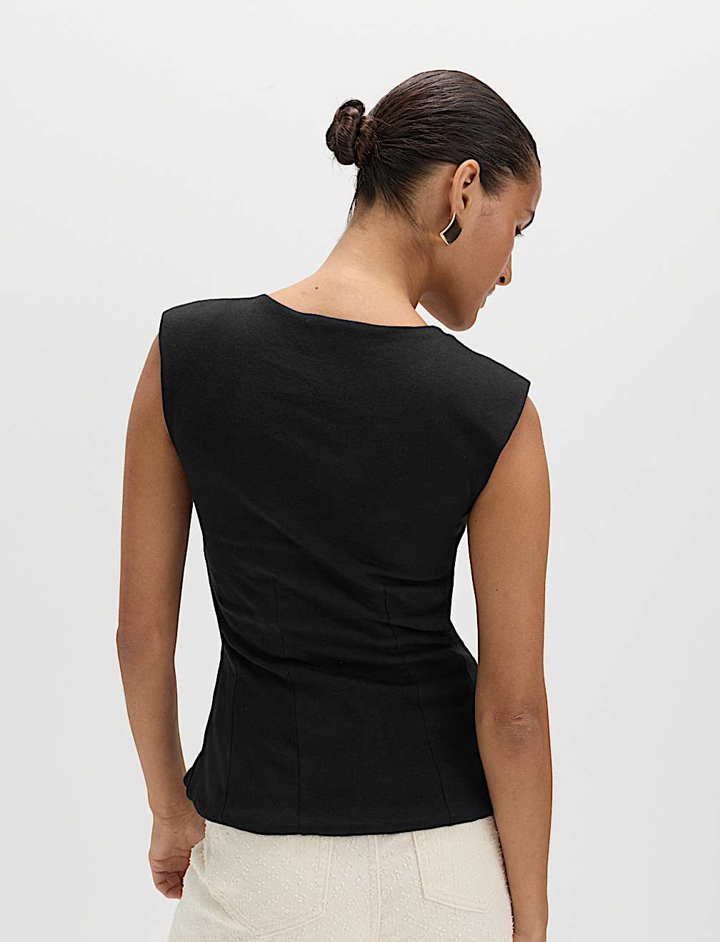 Pure Cotton V-Neck Peplum Top