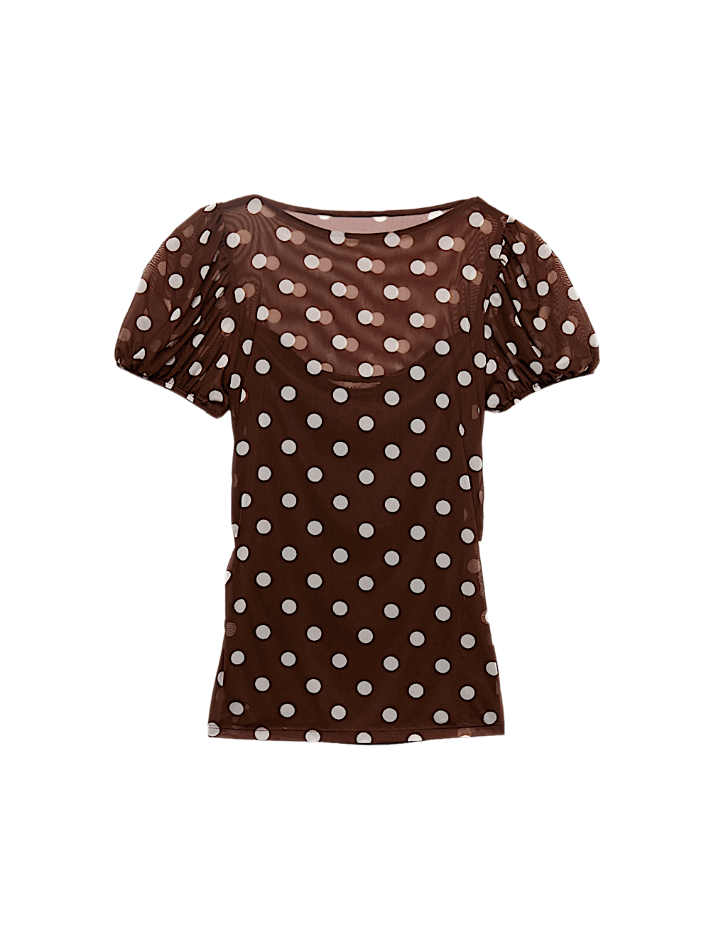 Mesh Polka Dot Fitted Top