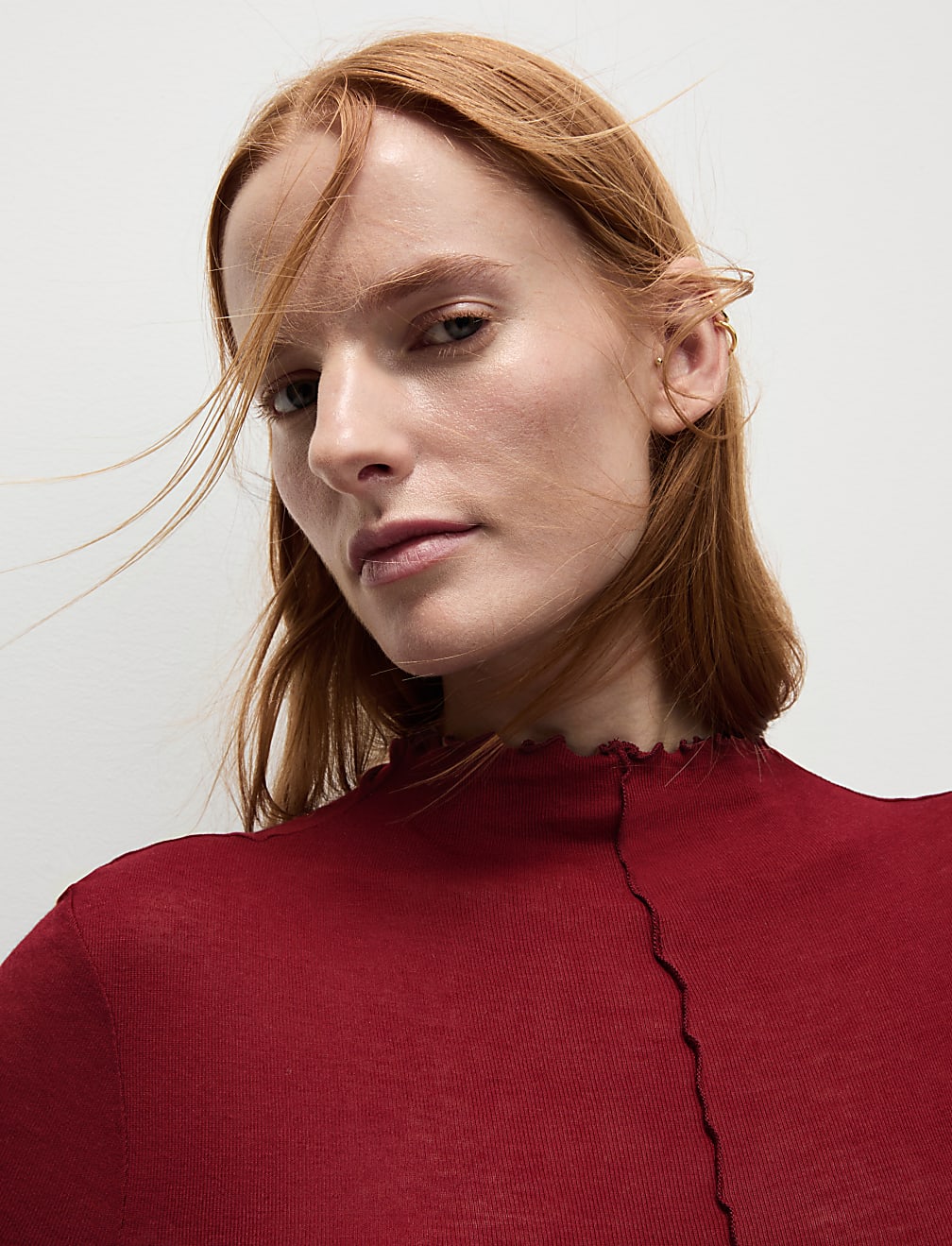 Lyocell Blend Funnel Neck Top