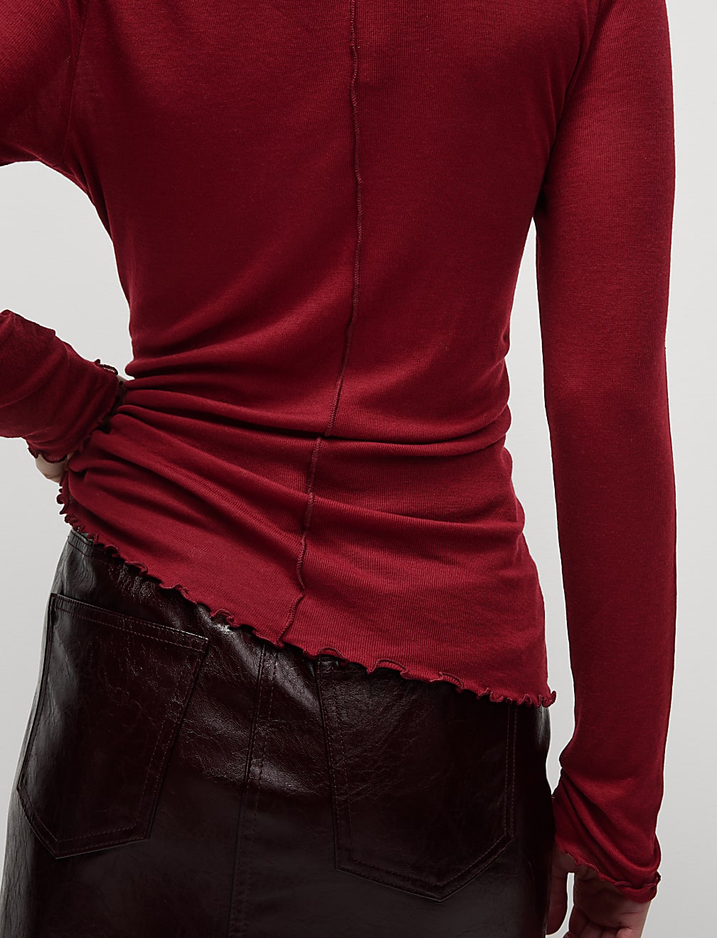 Lyocell Blend Funnel Neck Top