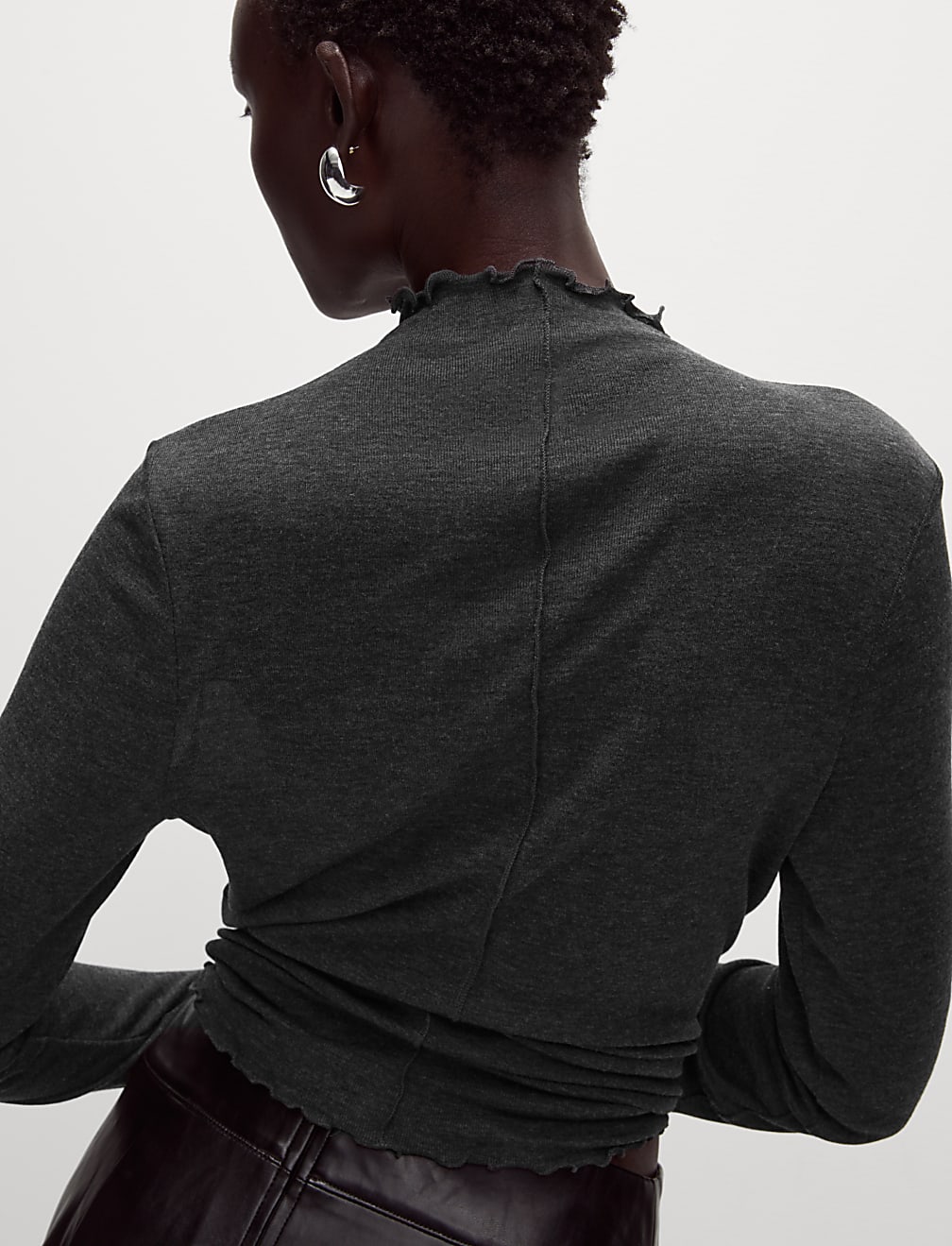 Lyocell Blend Funnel Neck Top
