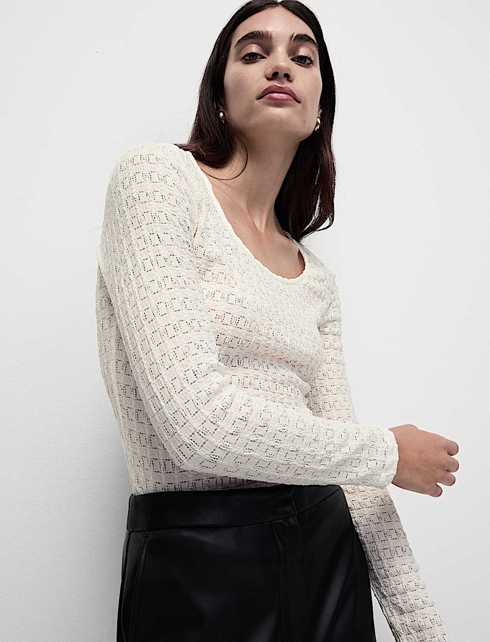 Textured Scoop Neck Top