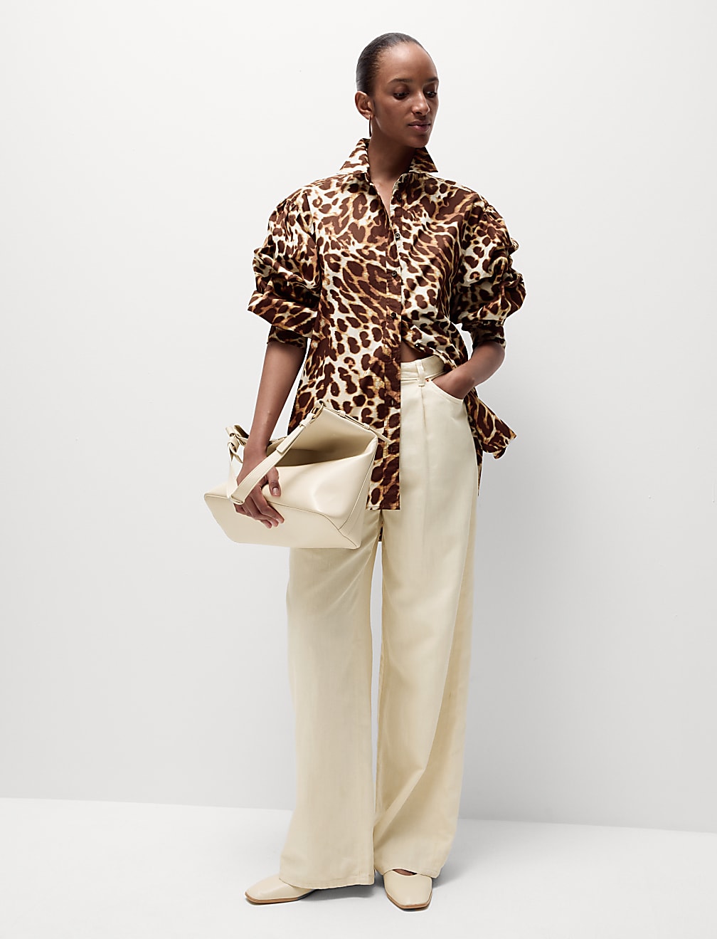 Pure Cotton Animal Print Collared Shirt