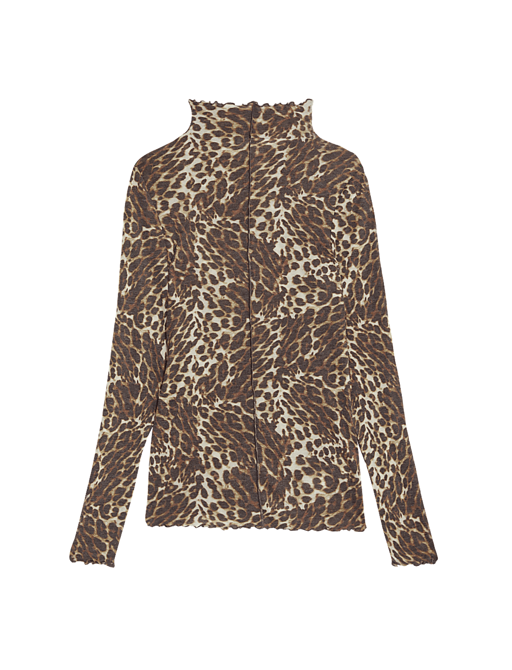 Lyocell Blend Animal Print Funnel Neck Top