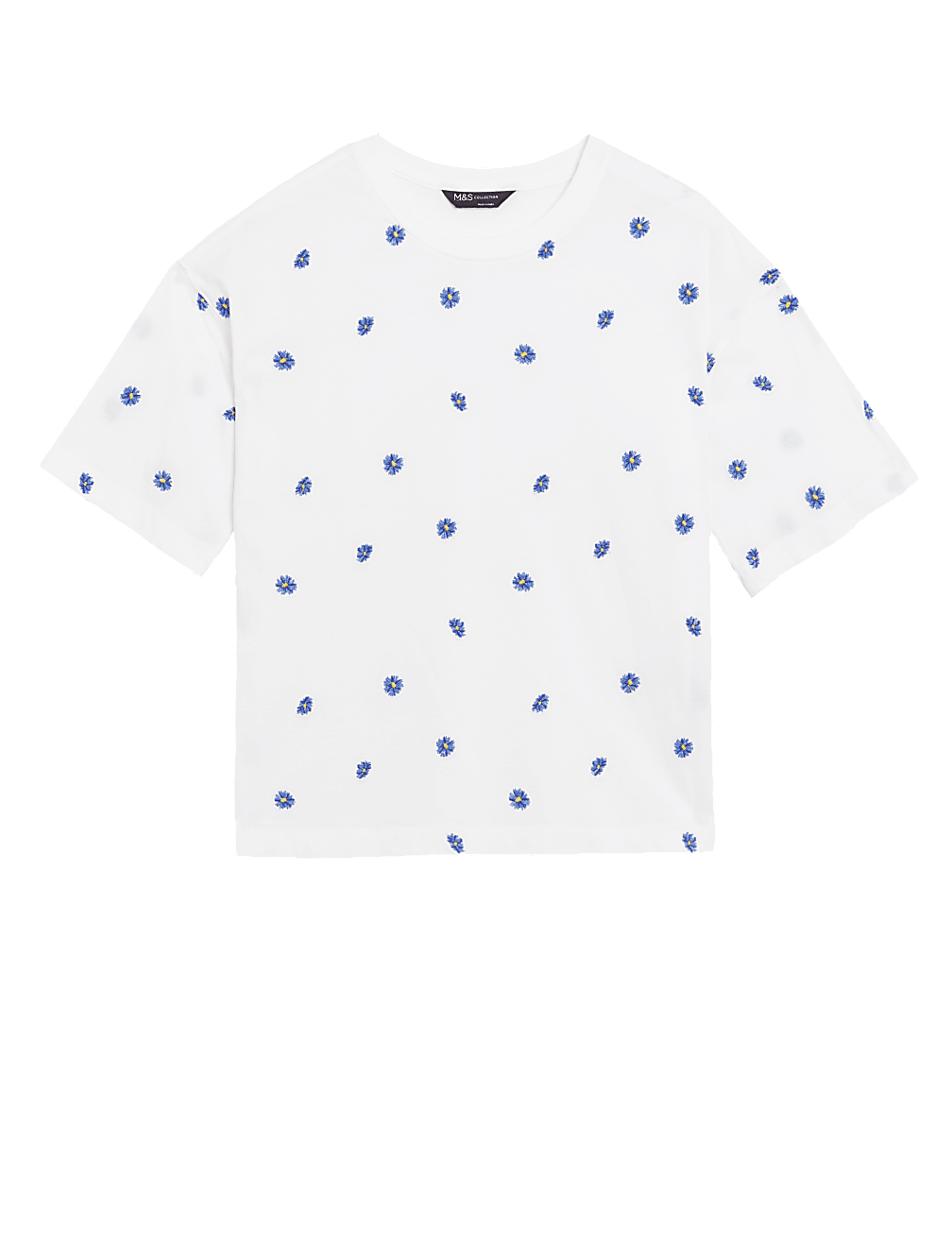 Pure Cotton Floral Embroidered T-Shirt